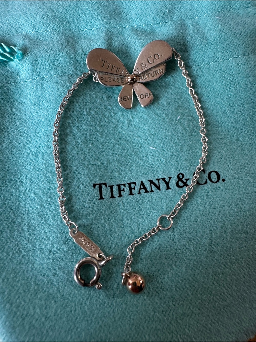 Tiffany & Co. Silver and Gold Butterfly Charm Bracelet - Silver